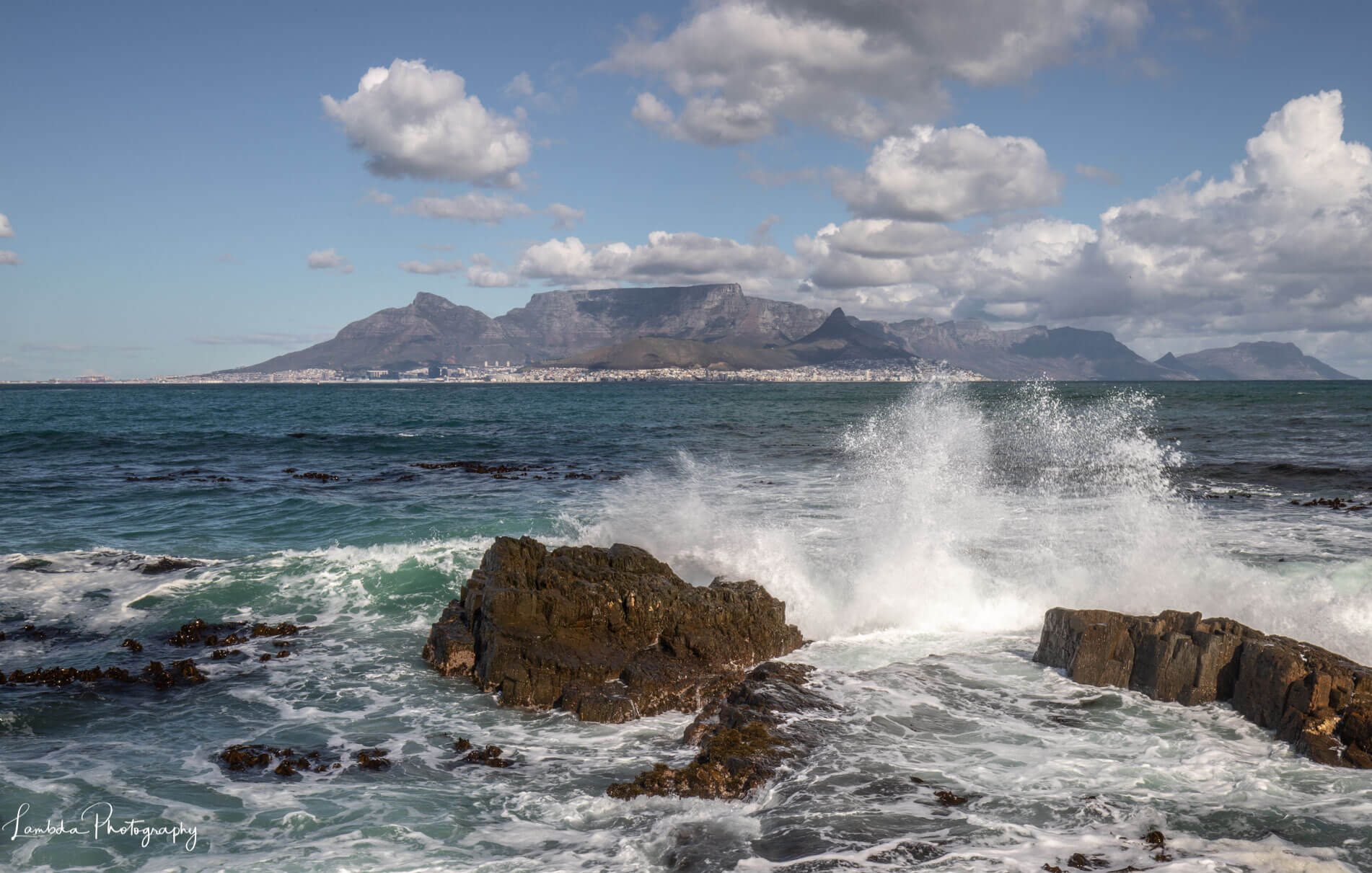 Photograph of the view of Table Mountain from Robben Island