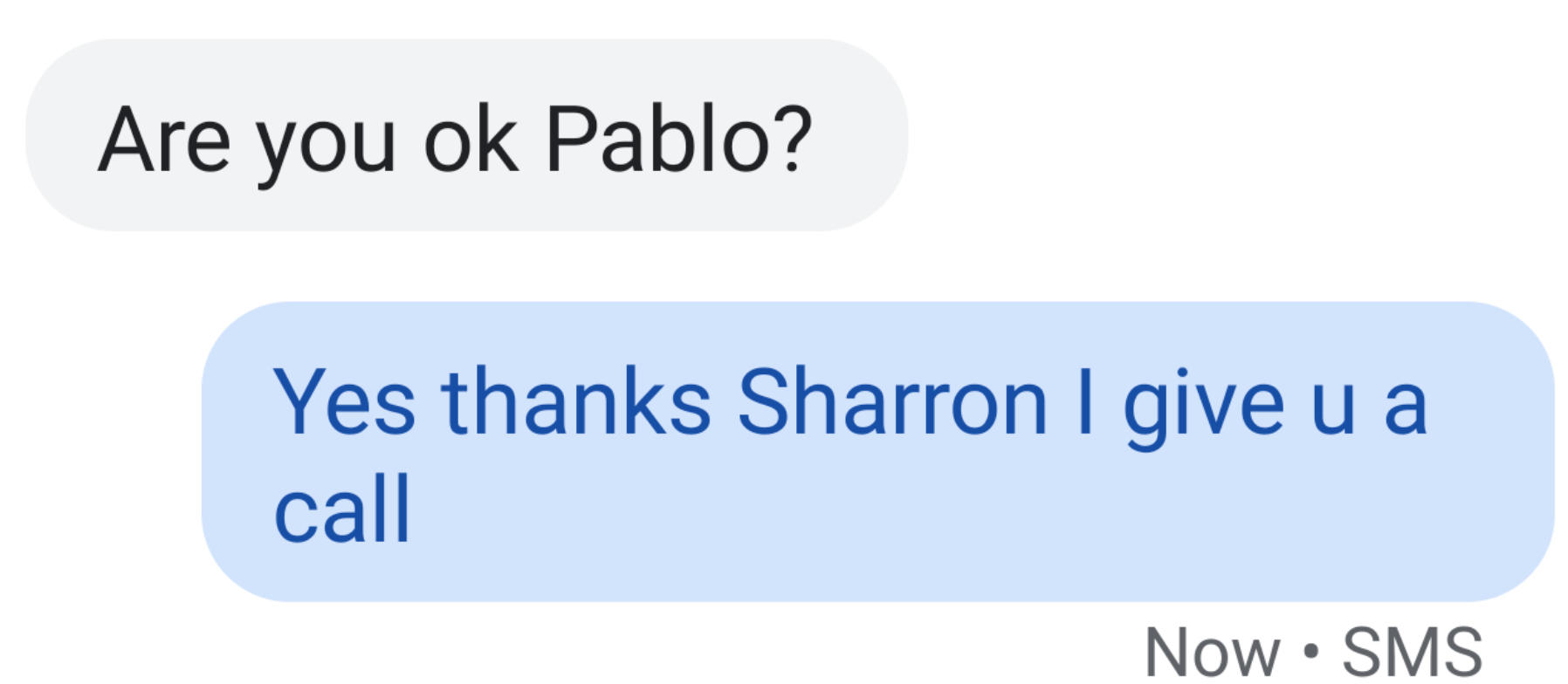 Sharron had sent a text 