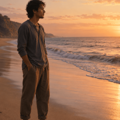 Pablo listening near the ocean