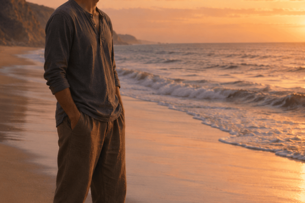 Pablo listening near the ocean