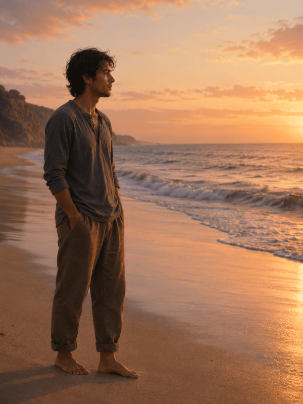 Pablo listening near the ocean